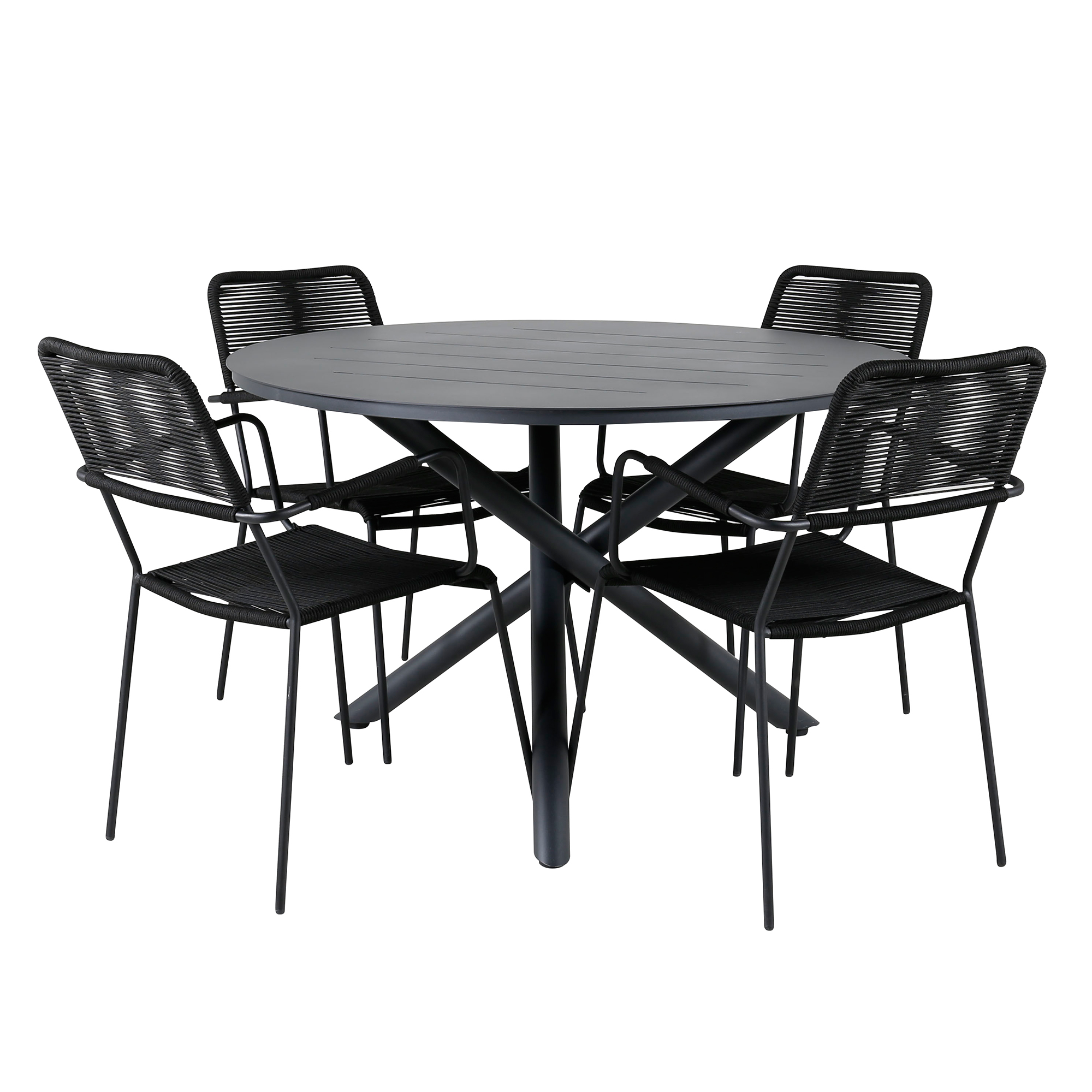 Matgrupp Venture Home Ande med 4 Minos Matstolar med Armstöd