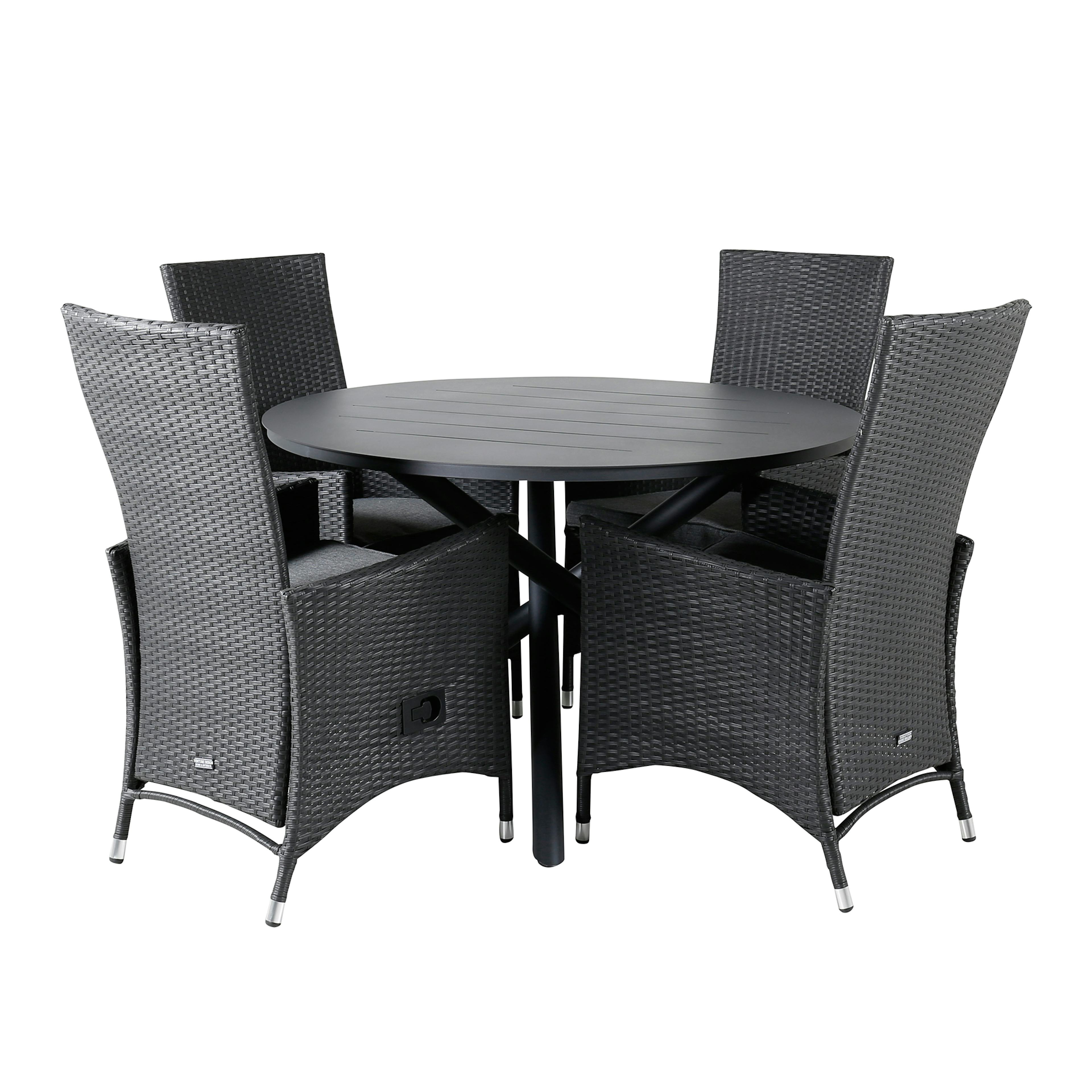 Matgrupp Venture Home Ande med 4 Pava Matstolar Svart/Grå