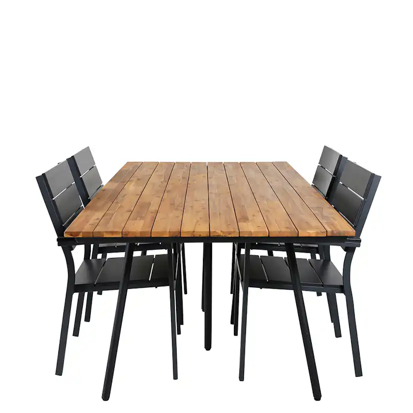 Matgrupp Venture Home Chane med 4 Lede Stapelbara Matstolar