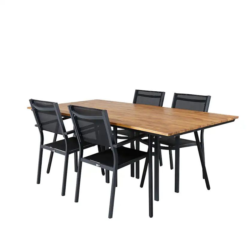 Matgrupp Venture Home Chane med 4 Curz Stapelbara Matstolar