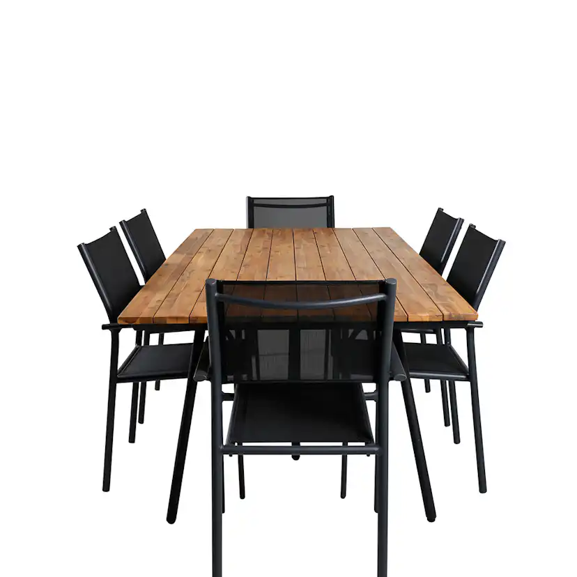 Matgrupp Venture Home Chane med 6 Samba Stapelbara Matstolar