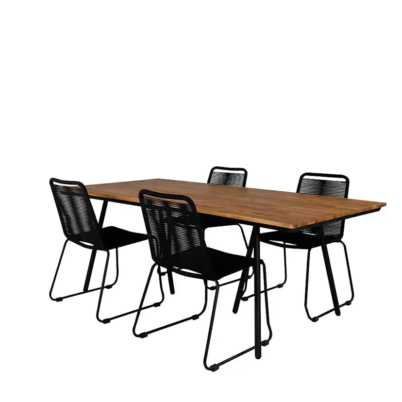 Matgrupp Venture Home Chane med 4 Lumi Stapelbara Matstolar