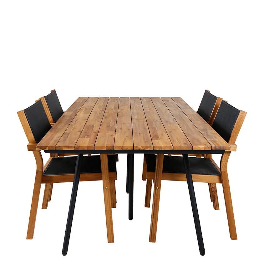 Matgrupp Venture Home Chane med 4 Vum Stapelbara Matstolar