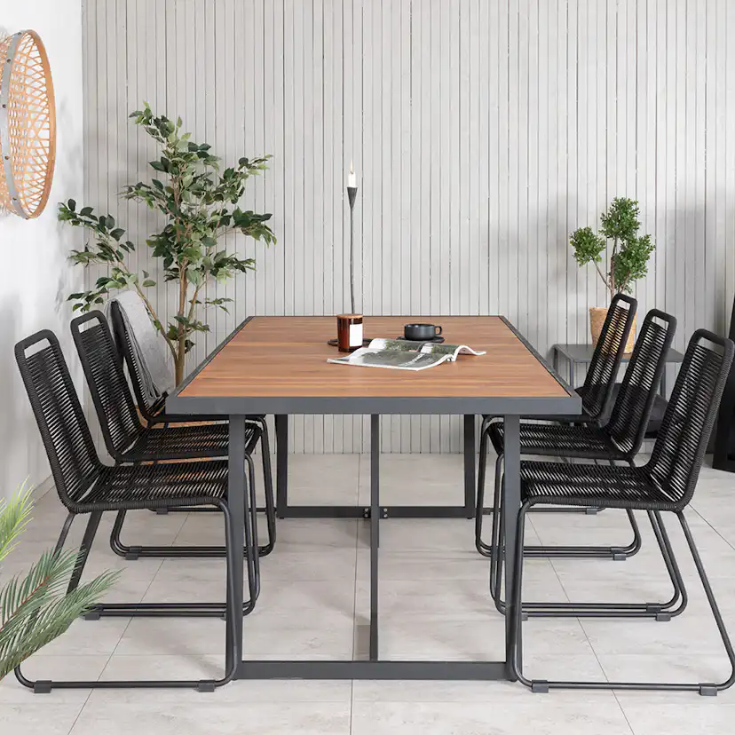 Matgrupp Venture Home King med 6 Lumi Stapelbara Matstolar