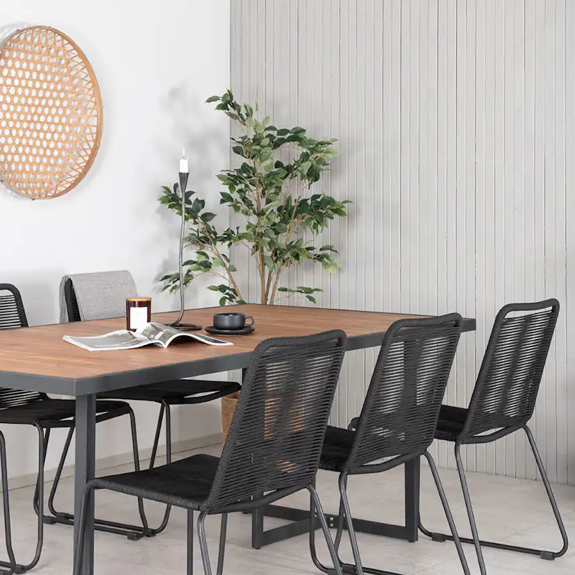 Matgrupp Venture Home King med 6 Lumi Stapelbara Matstolar