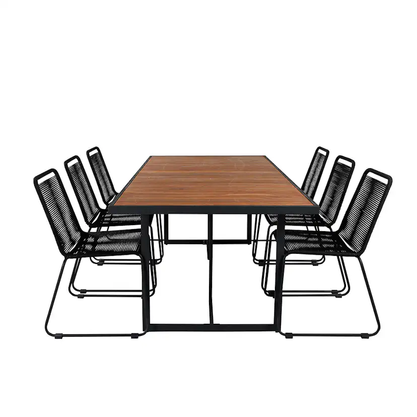 Matgrupp Venture Home King med 6 Lumi Stapelbara Matstolar