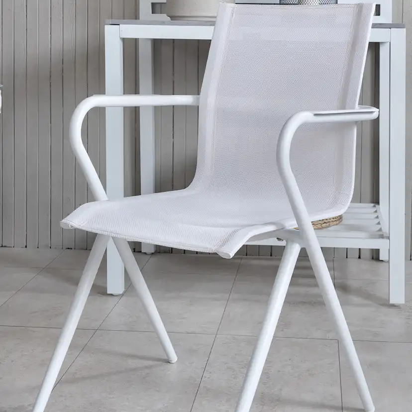 Matgrupp Utomhus Venture Home Vyn Vit med 4 Anve Trädgårdsstolar