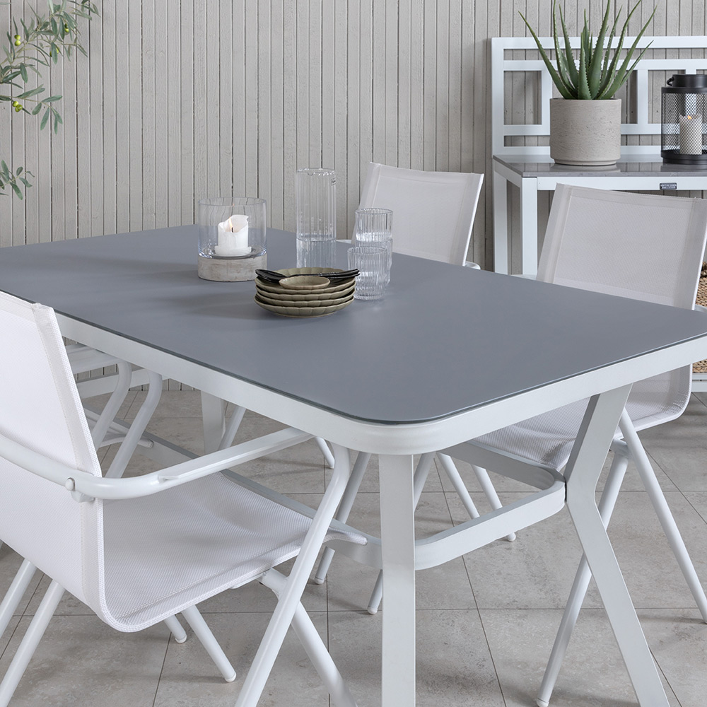 Matgrupp Utomhus Venture Home Vyn Vit med 4 Anve Trädgårdsstolar