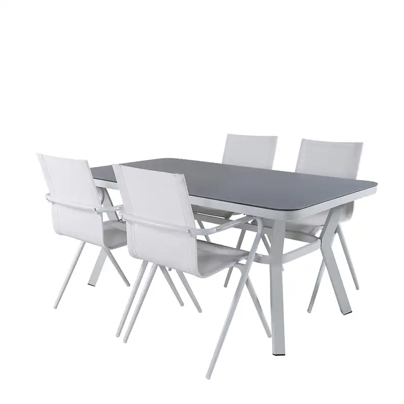 Matgrupp Utomhus Venture Home Vyn Vit med 4 Anve Trädgårdsstolar