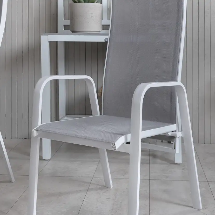 Matgrupp Utomhus Venture Home Vyn Vit med 4 Curz Trädgårdsstolar