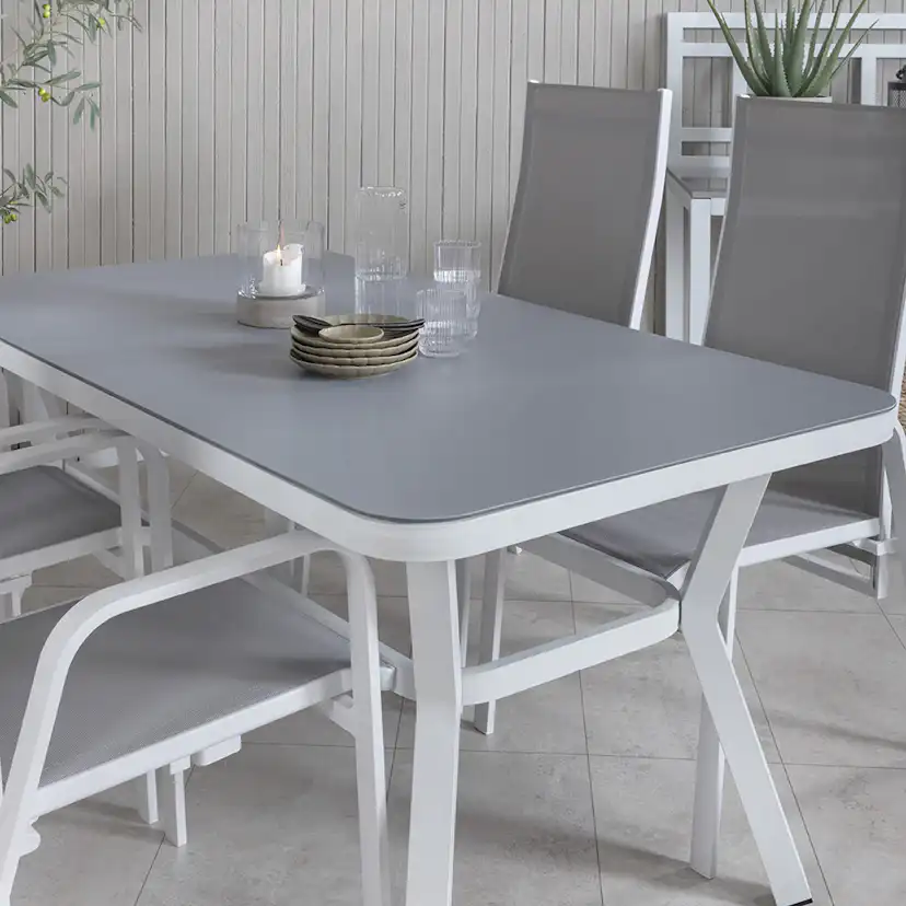 Matgrupp Utomhus Venture Home Vyn Vit med 4 Curz Trädgårdsstolar