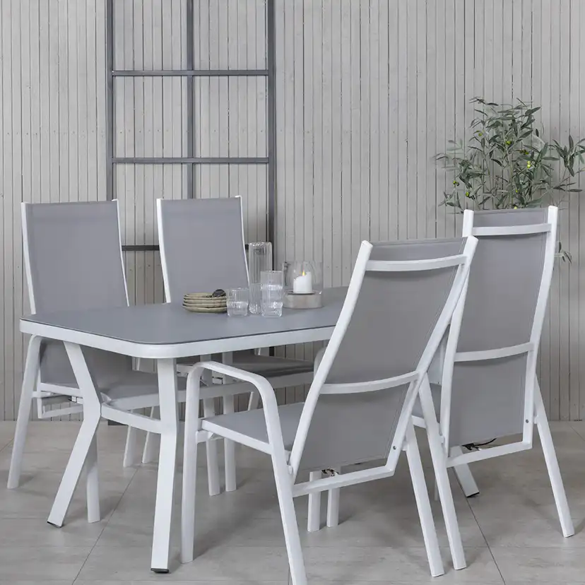 Matgrupp Utomhus Venture Home Vyn Vit med 4 Curz Trädgårdsstolar