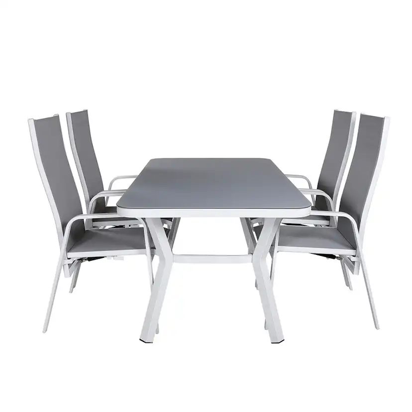 Matgrupp Utomhus Venture Home Vyn Vit med 4 Curz Trädgårdsstolar