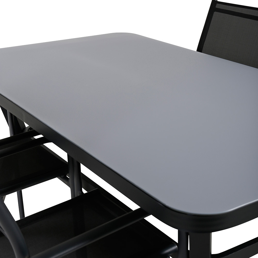 Matgrupp Utomhus Venture Home Vyn Svart med 4 Samba Stapelbara Trädgårdsstolar