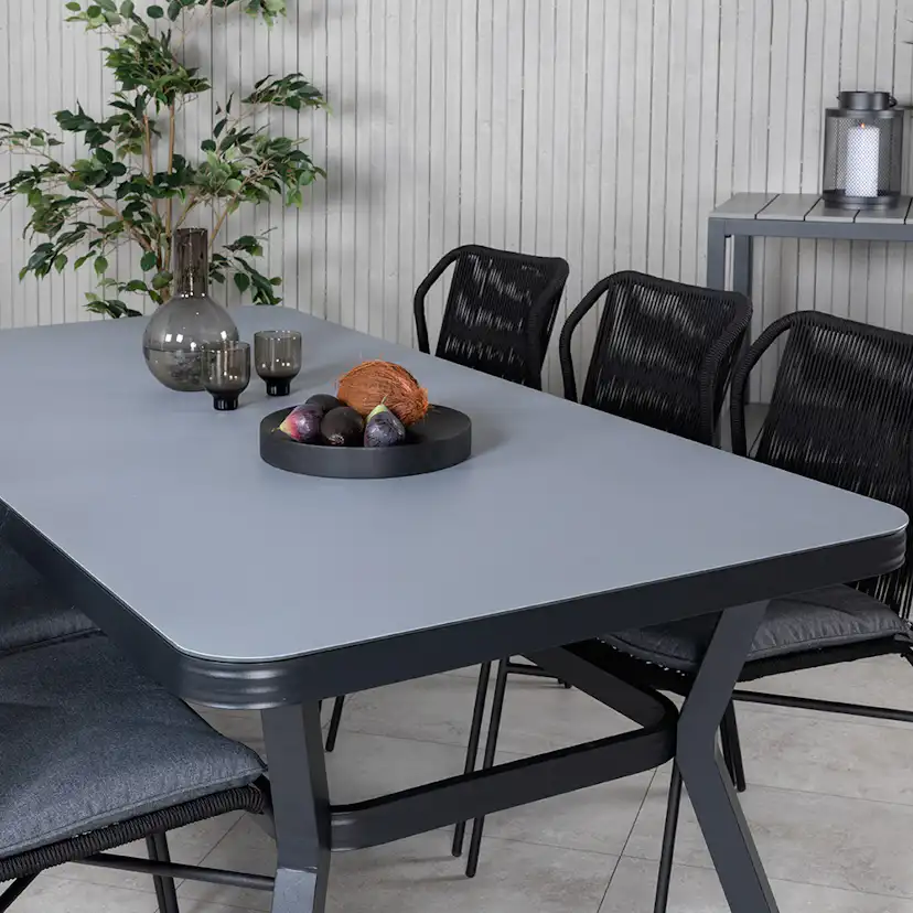 Matgrupp Utomhus Venture Home Vyn med 6 Julle Stapelbara Trädgårdsstolar