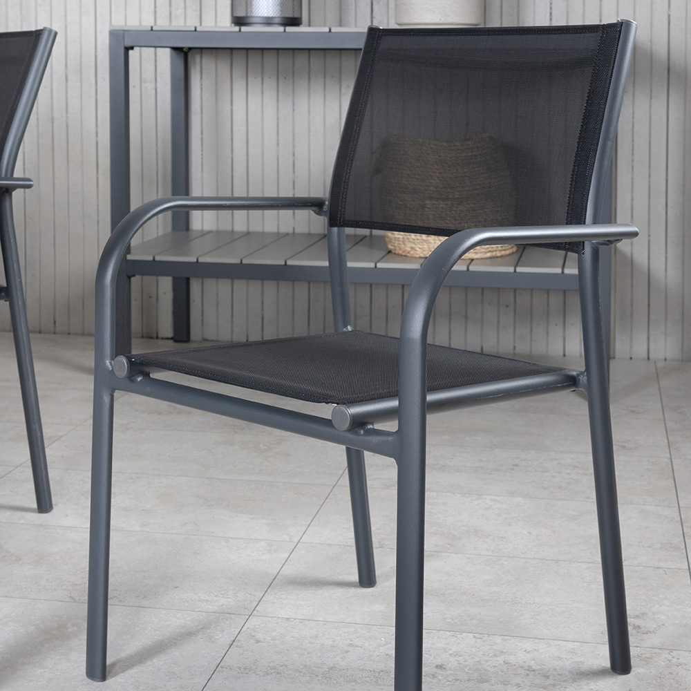 Matgrupp Utomhus Venture Home Vyn med 6 Samba Stapelbara Trädgårdsstolar