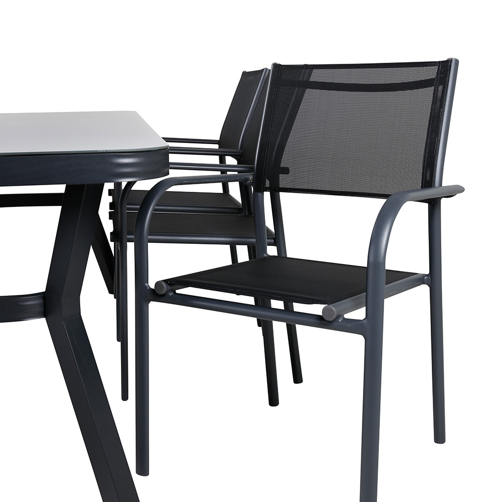 Matgrupp Utomhus Venture Home Vyn med 6 Samba Stapelbara Trädgårdsstolar