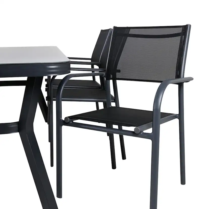 Matgrupp Utomhus Venture Home Vyn med 6 Samba Stapelbara Trädgårdsstolar