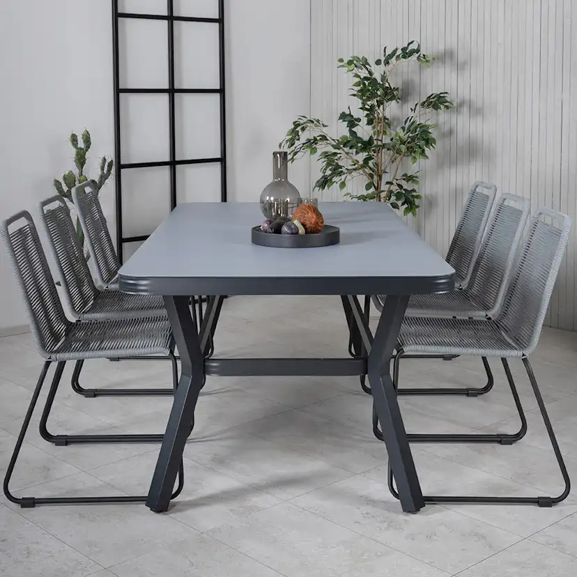 Matgrupp Utomhus Venture Home Vyn Aluminium med 6 Lumi Trädgårdsstolar