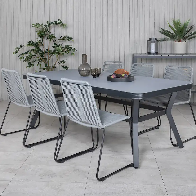 Matgrupp Utomhus Venture Home Vyn Aluminium med 6 Lumi Trädgårdsstolar