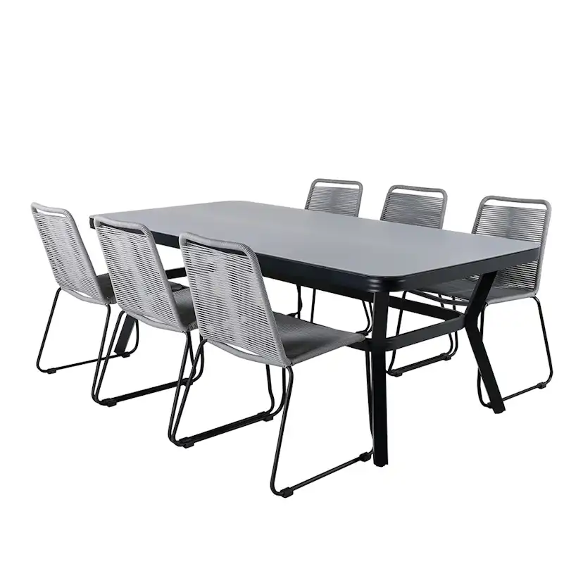 Matgrupp Utomhus Venture Home Vyn Aluminium med 6 Lumi Trädgårdsstolar