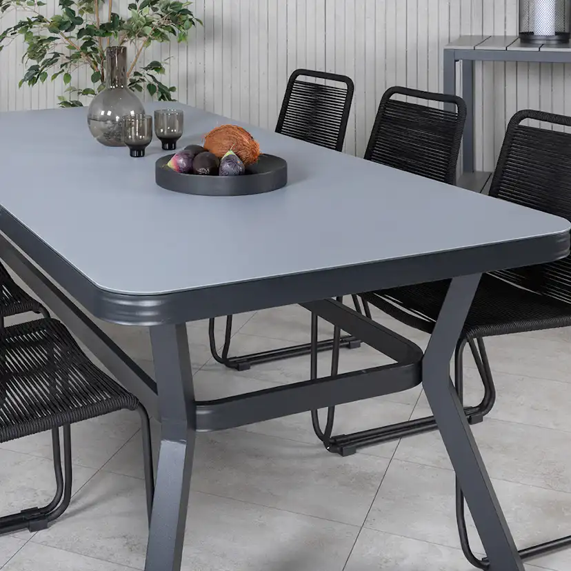 Matgrupp Utomhus Venture Home Vyn med 6 Lumi Stapelbara Trädgårdsstolar