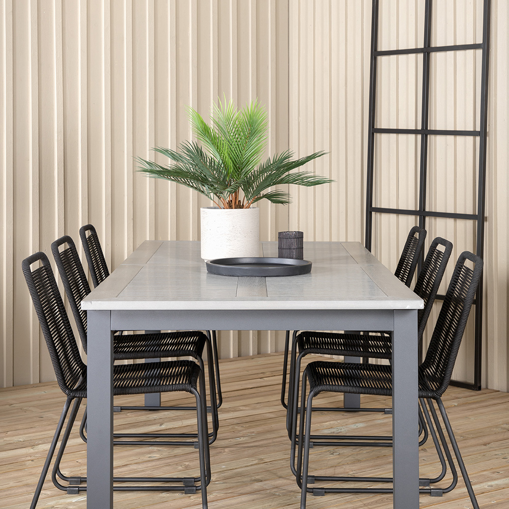 Matgrupp Utomhus Venture Home Aleyna 224 med 6 Leon Stapelbara Trädgårdsstolar