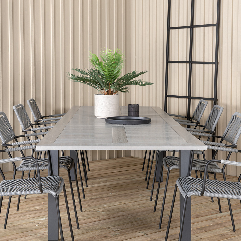 Matgrupp Utomhus Venture Home Aleyna 224 med 8 Leon Trädgårdsstolar