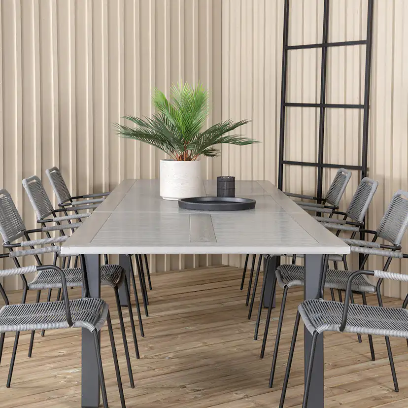 Matgrupp Utomhus Venture Home Aleyna 224 med 8 Leon Trädgårdsstolar