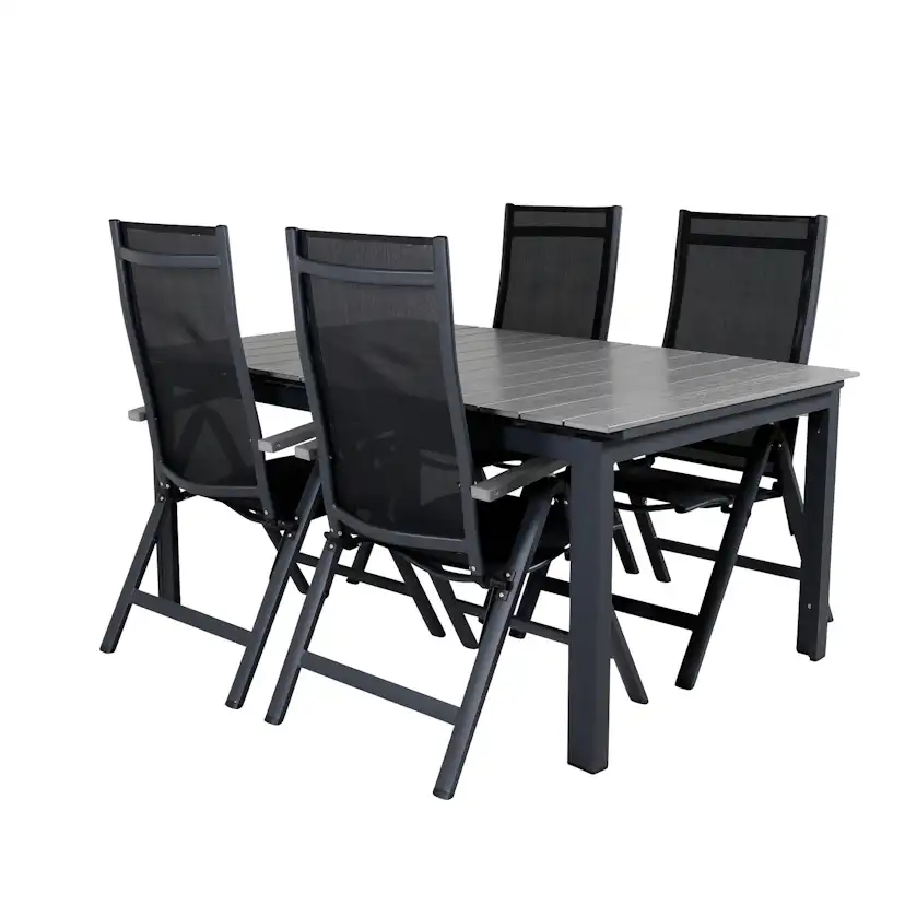 Matgrupp Venture Home Lova 160 Svart med 4 Aleyna Positionsstolar