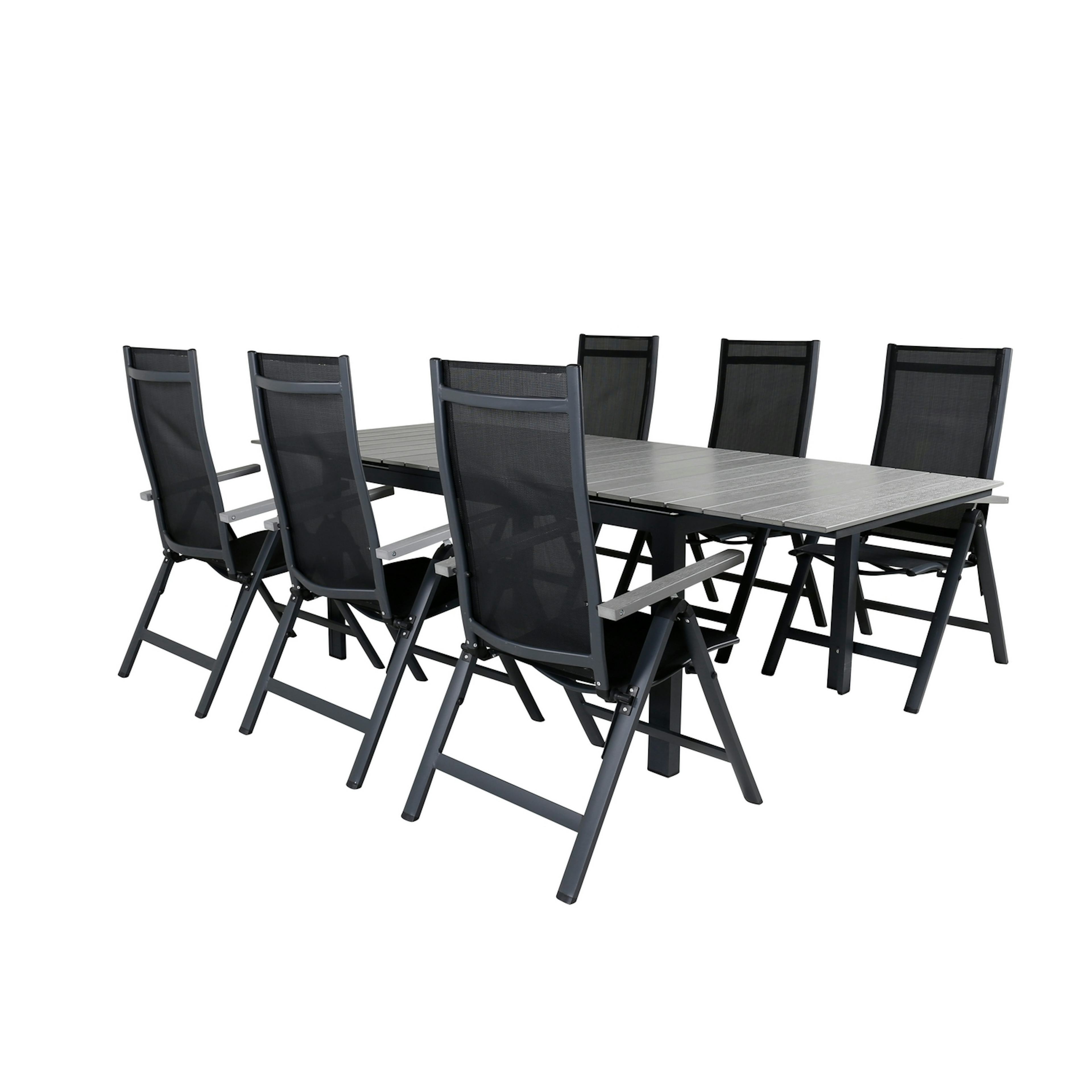 Matgrupp Venture Home Lova 160 Svart med 6 Aleyna Positionsstolar