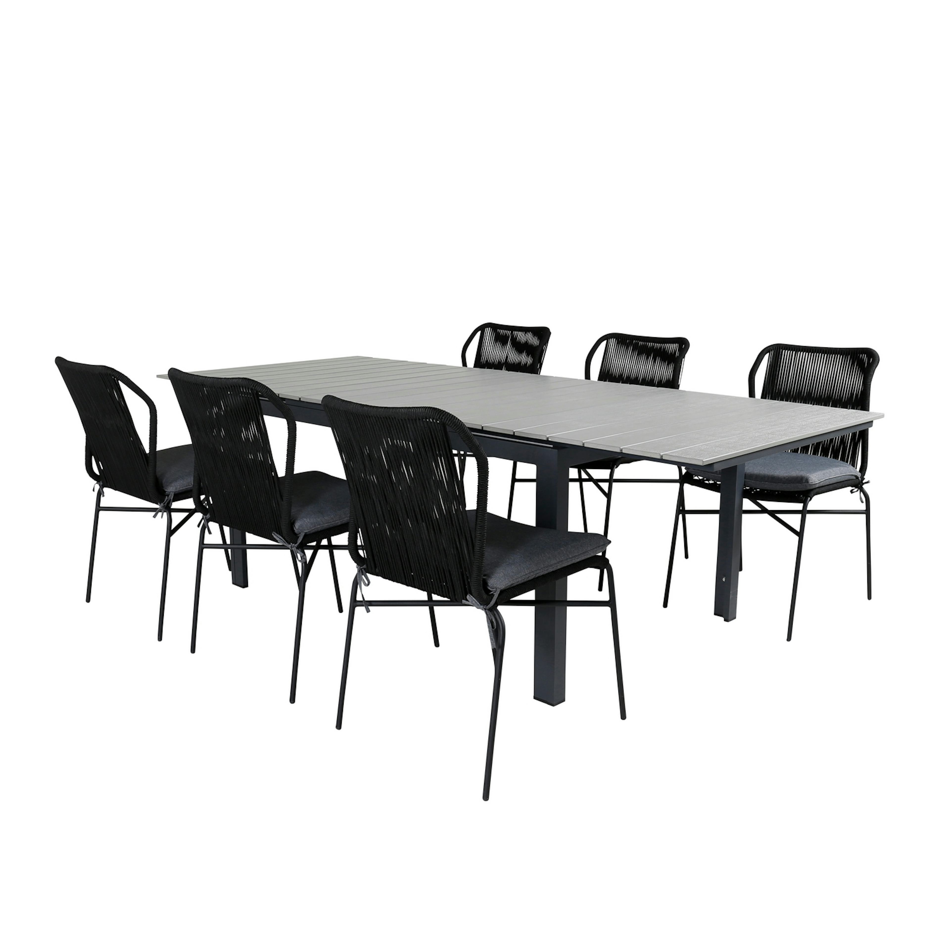 Matgrupp Venture Home Lova 160 med 6 Jefferson Stapelbara Matstolar