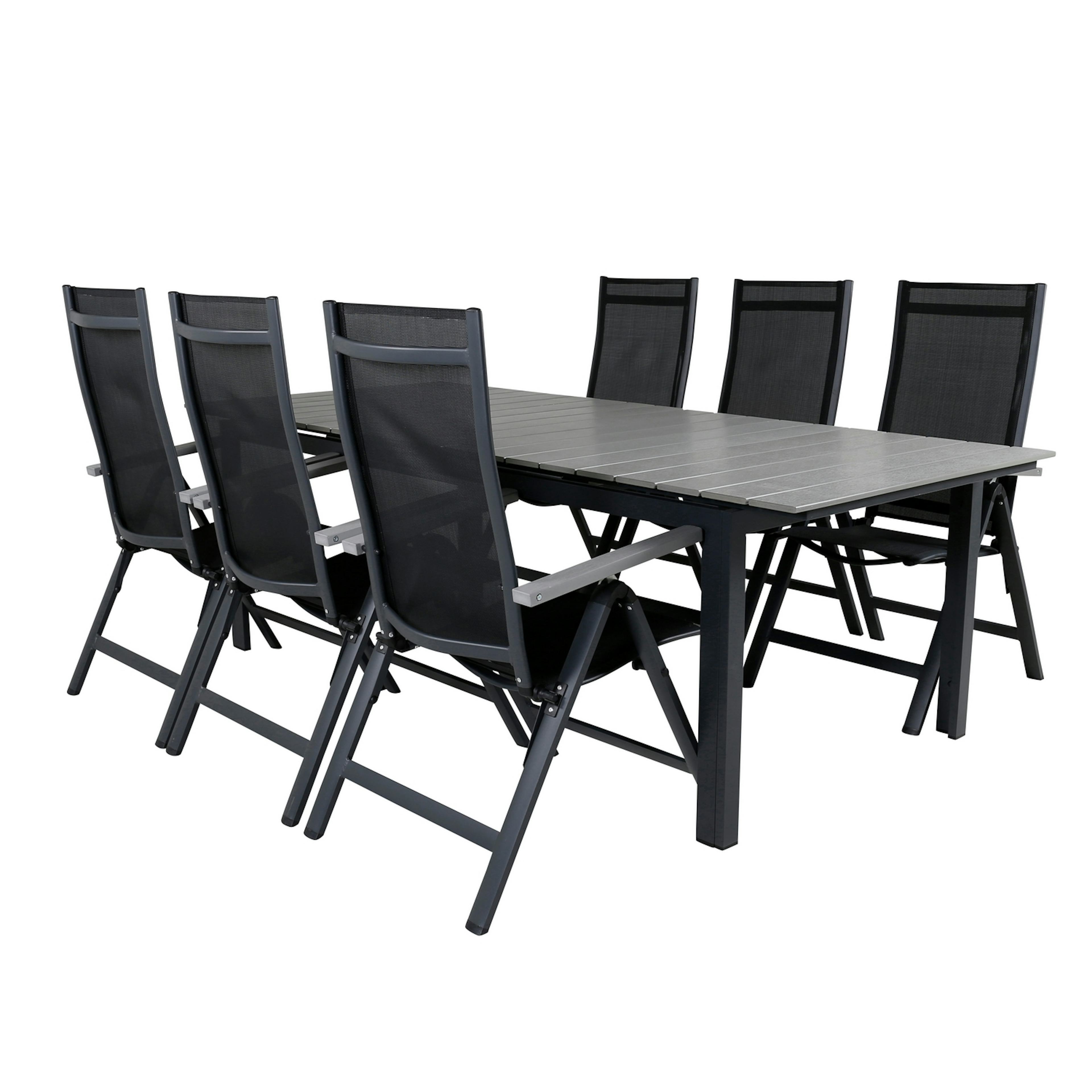 Matgrupp Venture Home Lova 224 Svart med 6 Aleyna Positionsstolar