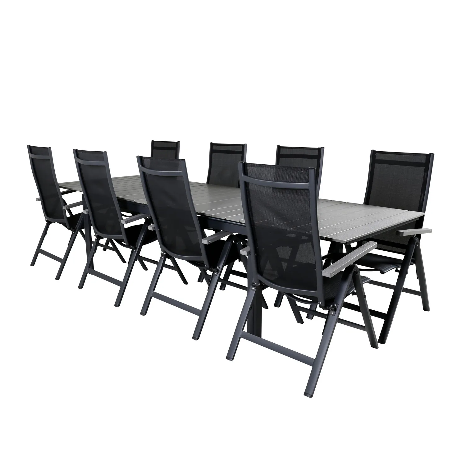 Matgrupp Venture Home Lova 224 Svart med 8 Aleyna Positionsstolar