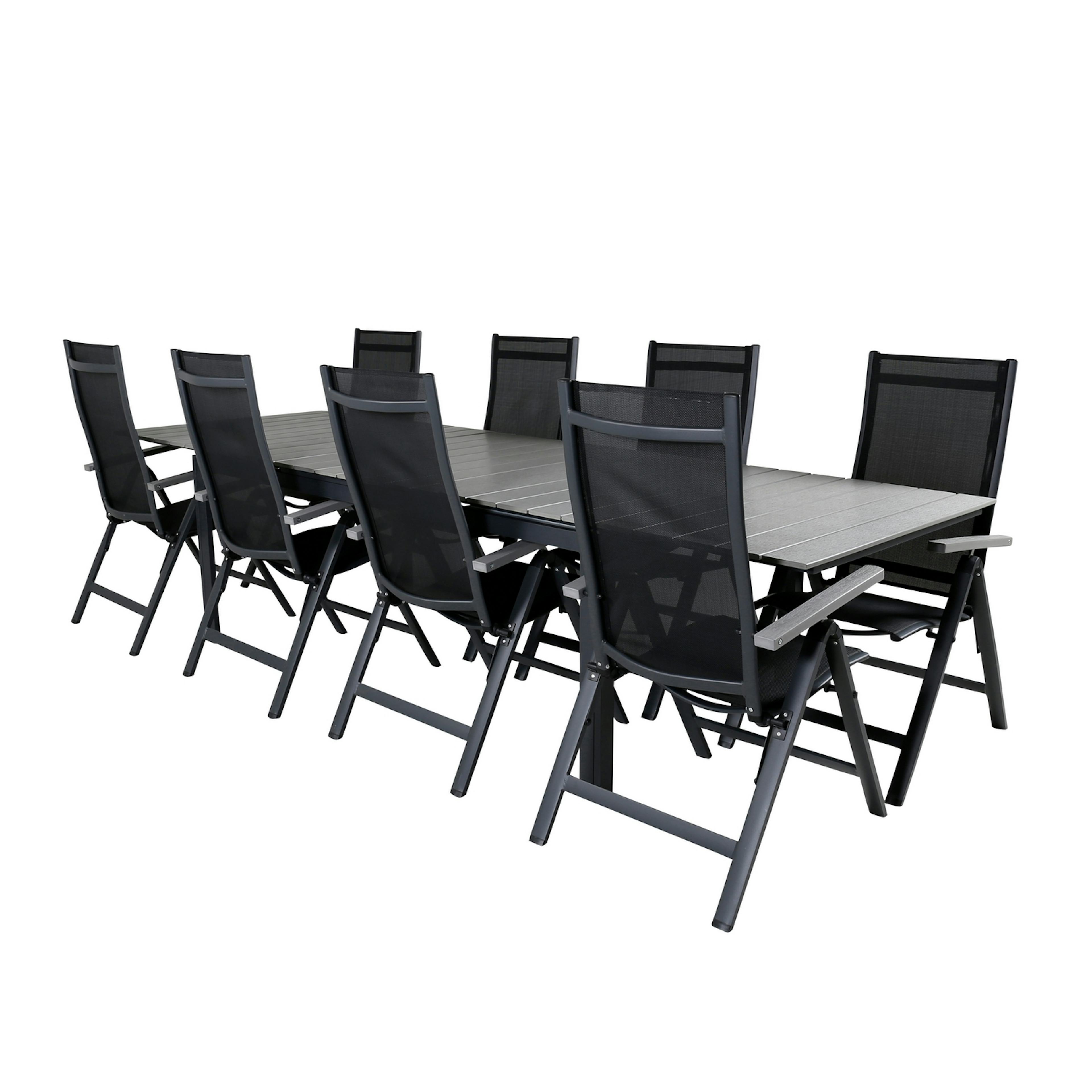 Matgrupp Venture Home Lova 224 Svart med 8 Aleyna Positionsstolar