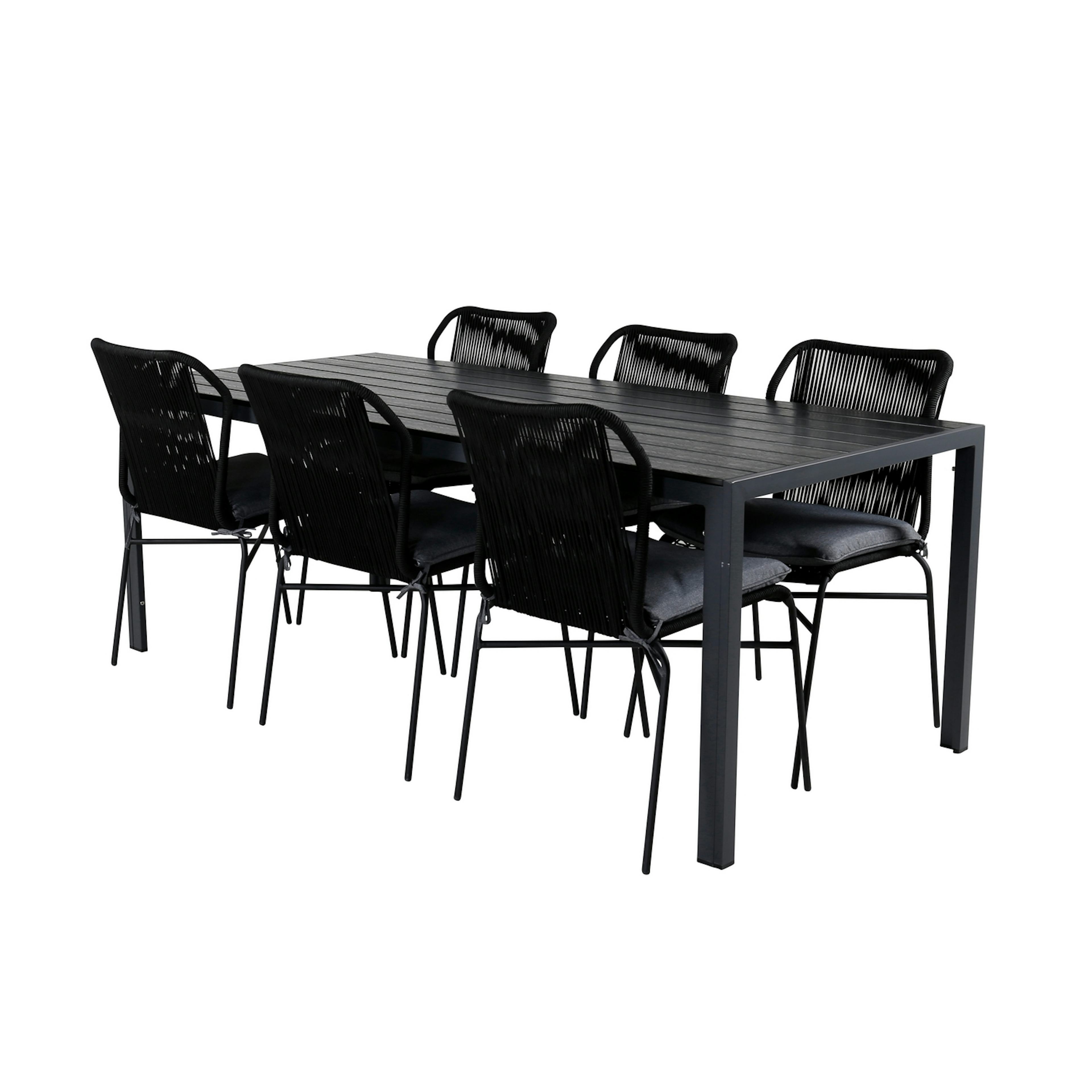 Matgrupp Utomhus Venture Home Bront med 6 Jefferson Stapelbara Trädgårdsstolar