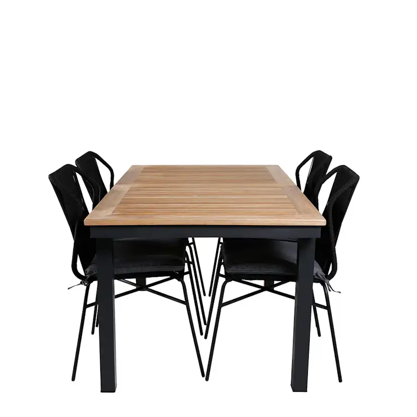 Matgrupp Utomhus Venture Home Perla med 4 Jefferson Stapelbara Trädgårdsstolar