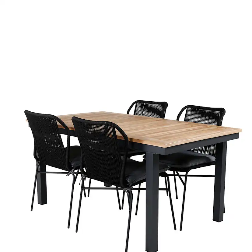 Matgrupp Utomhus Venture Home Perla med 4 Jefferson Stapelbara Trädgårdsstolar