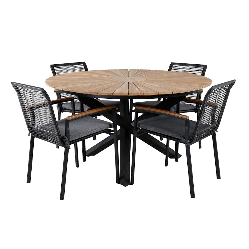 Matgrupp Utomhus Venture Home Meya med 4 Douglas Trädgårdsstolar