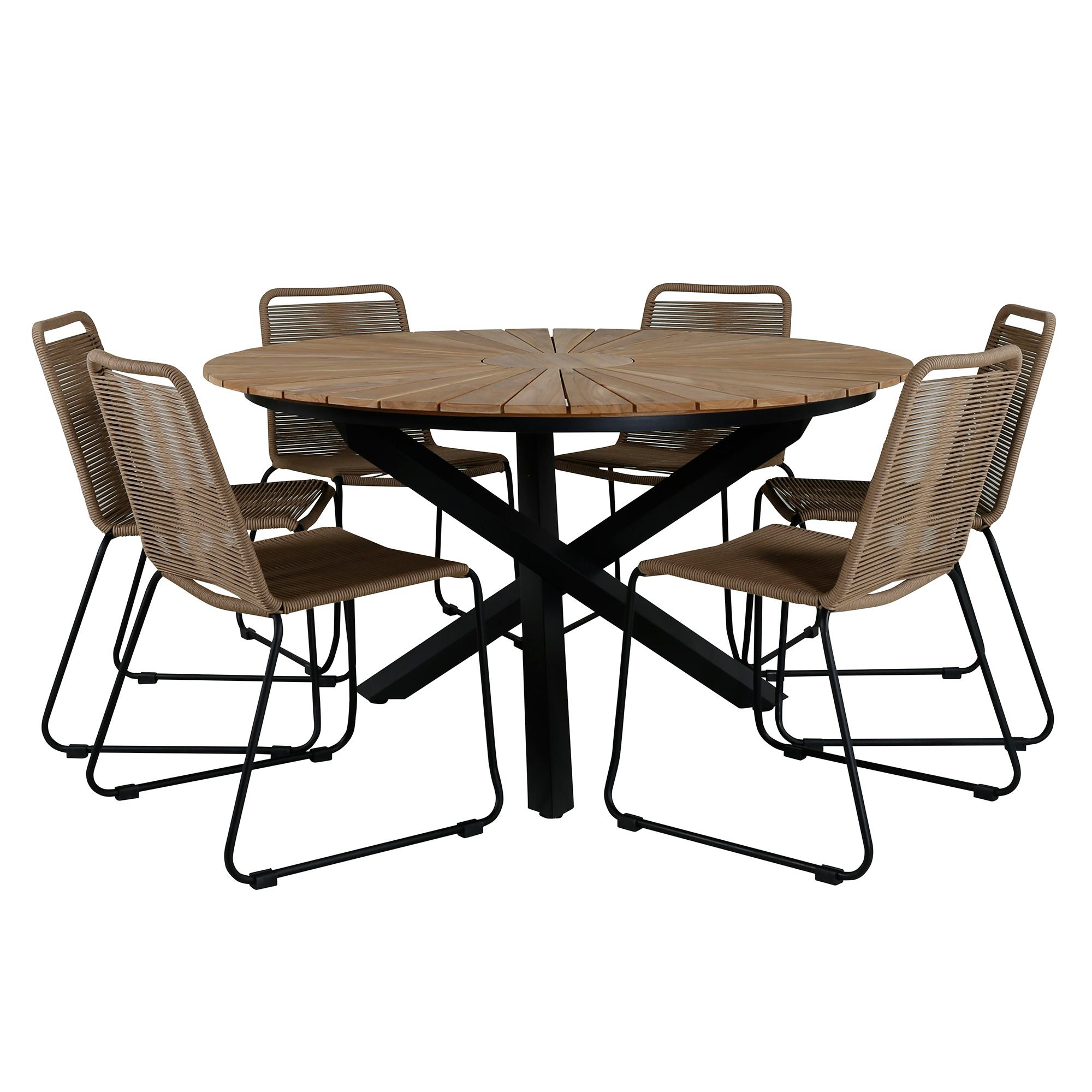 Matgrupp Utomhus Venture Home Mendi Rund med 6 Levi Stol Latte