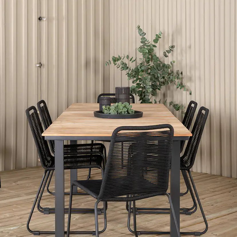 Matgrupp Utomhus Venture Home Mendi med 6 Levi Trädgårdsstolar