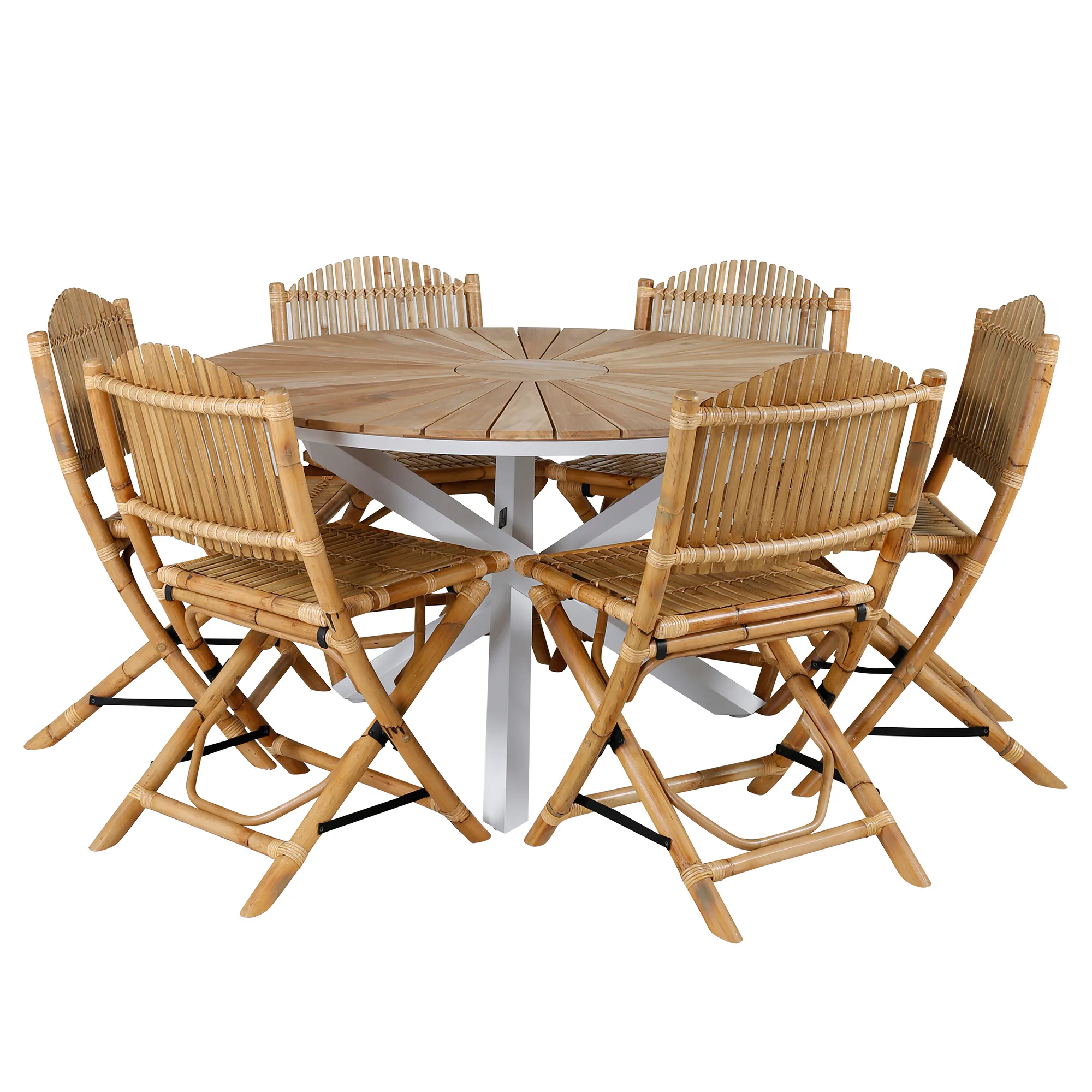 Matgrupp Venture Home Mendi Rund med 6 Cane Stolar