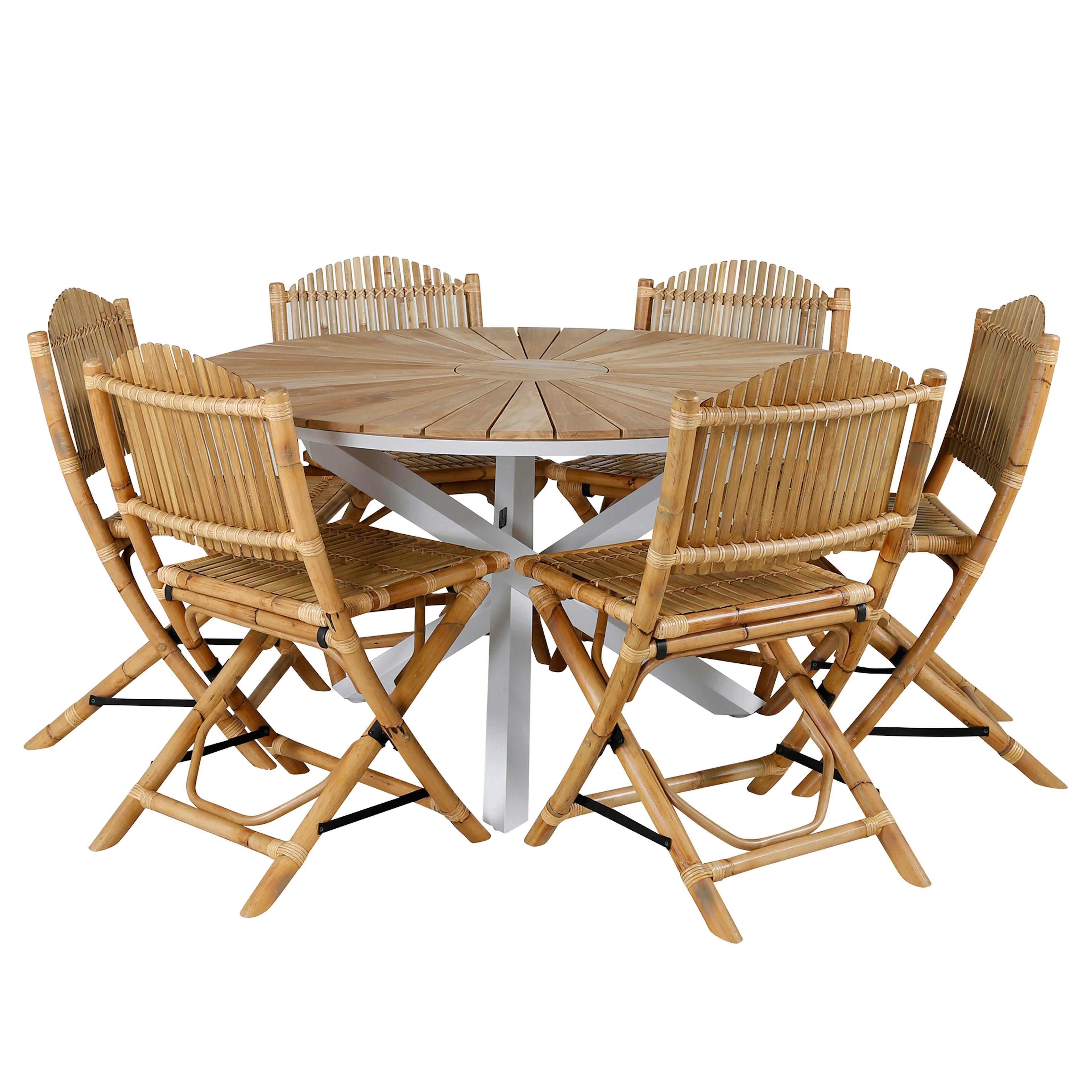 Matgrupp Venture Home Mendi Rund med 6 Cane Stolar