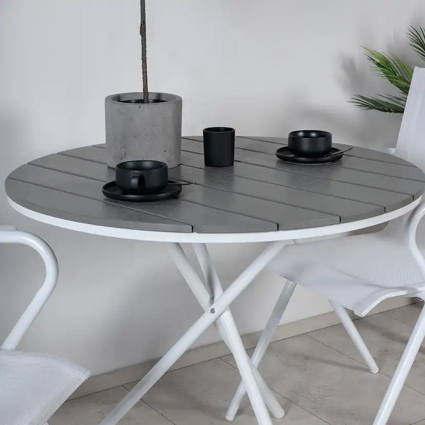 Matgrupp Utomhus Venture Home Pandi Rund med 2 Act Trädgårdsstolar