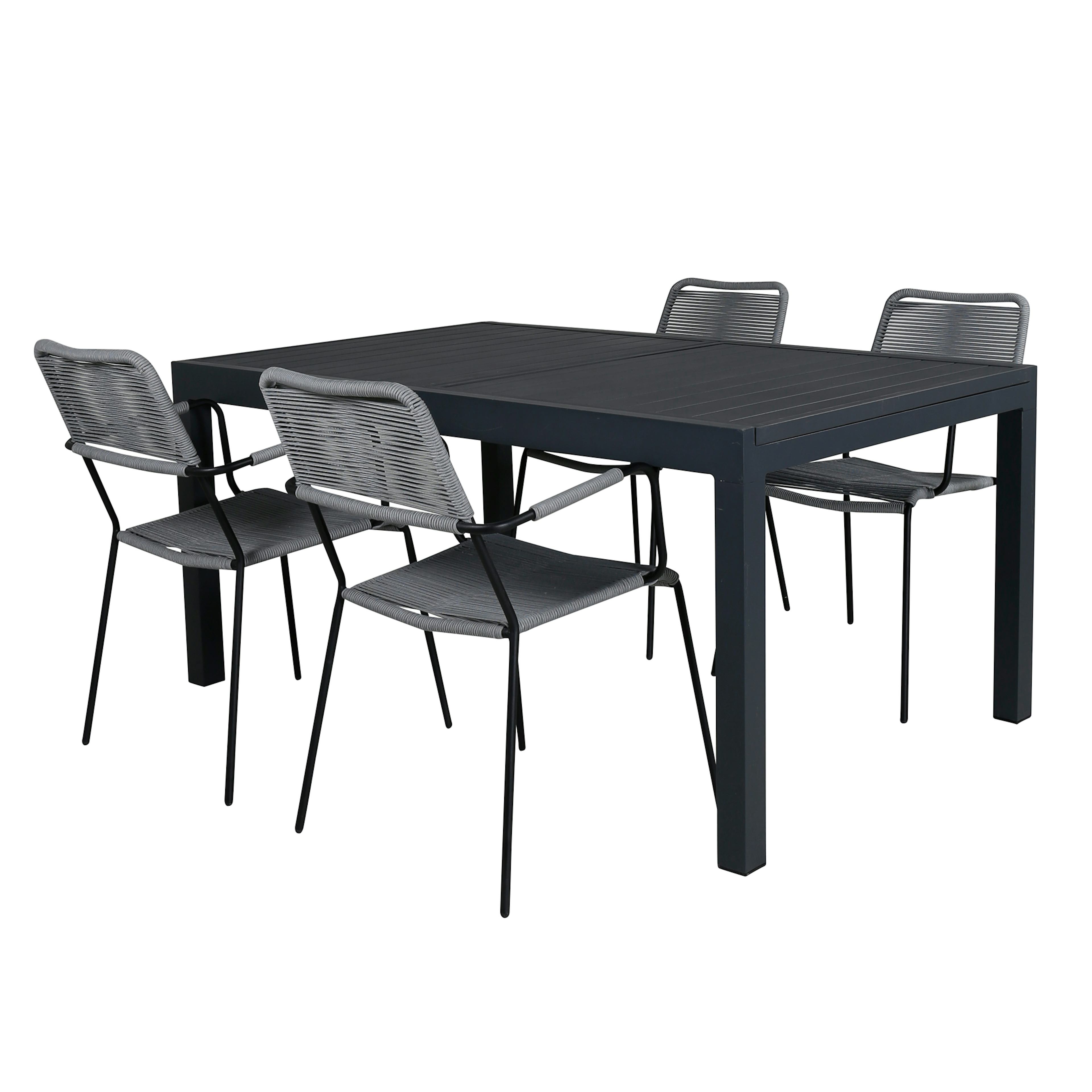 Matgrupp Venture Home Marbella med 4 Levi Stolar Grå