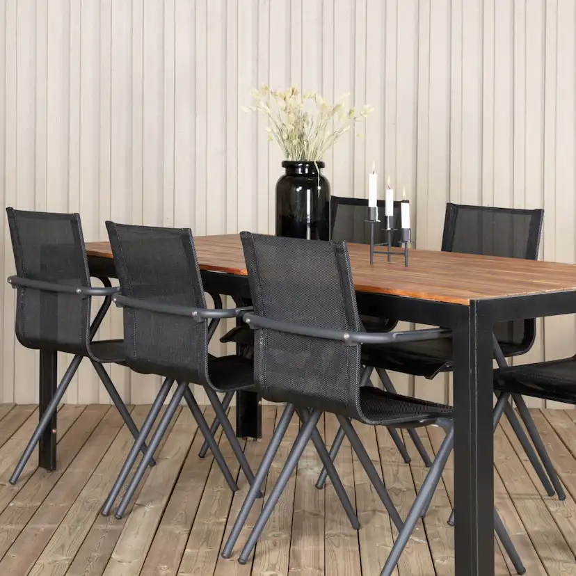 Matgrupp Utomhus Venture Home Bois med 6 Act Trädgårdsstolar