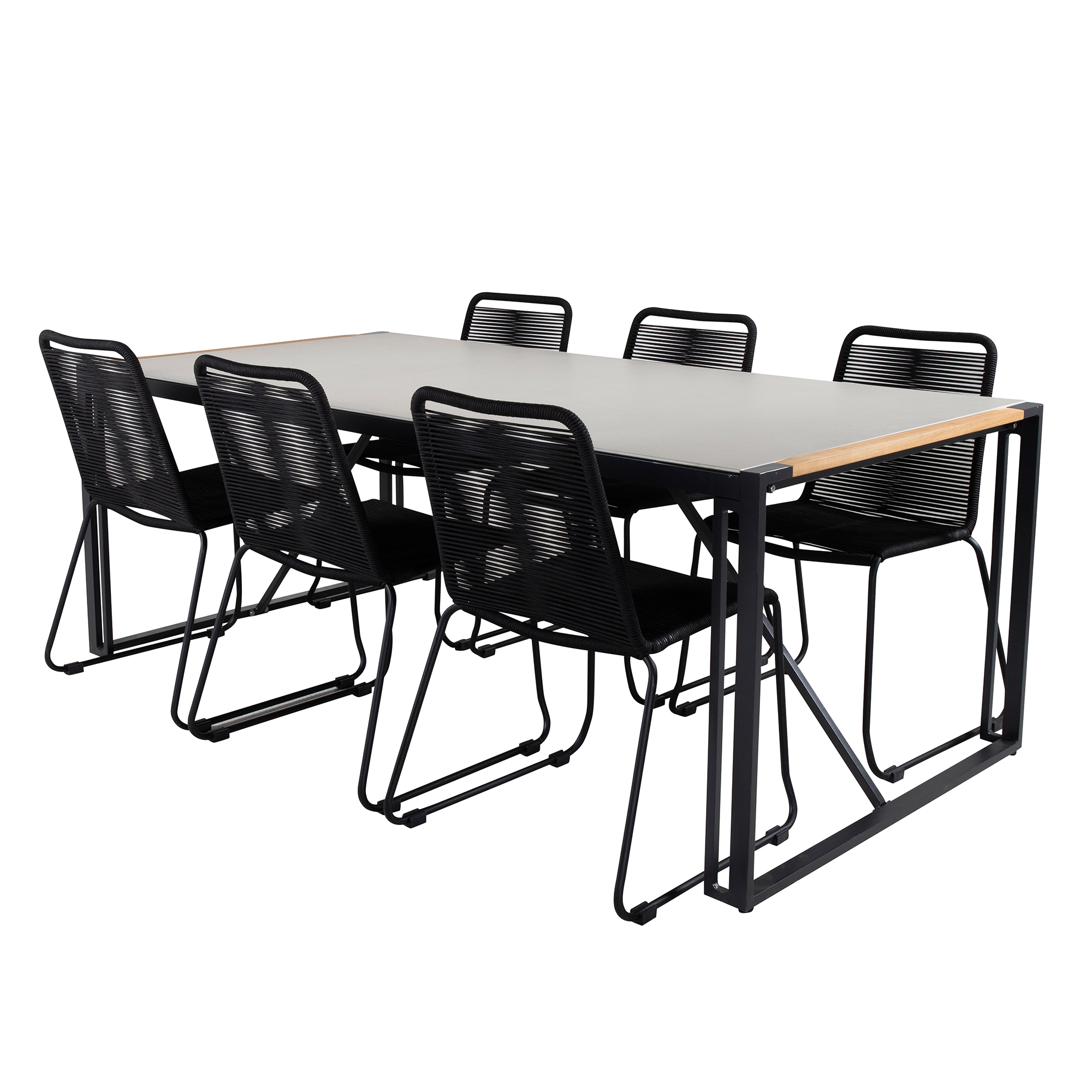 Matgrupp Utomhus Venture Home Texas med 6 Levi Stapelbara Trädgårdsstolar