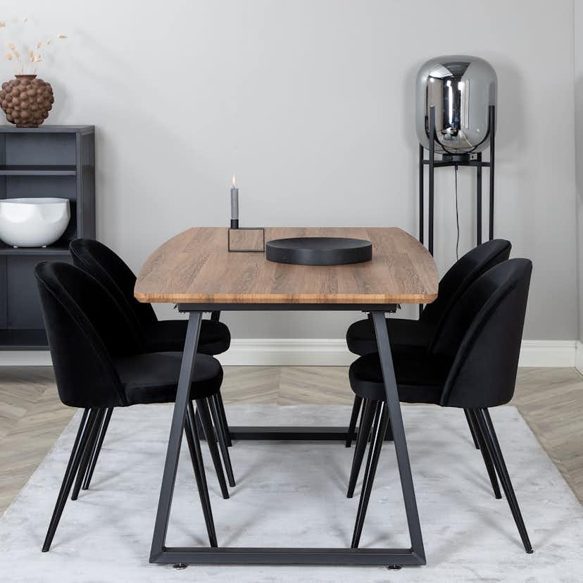 Matgrupp Venture Home Inca med 4 Velvet stolar