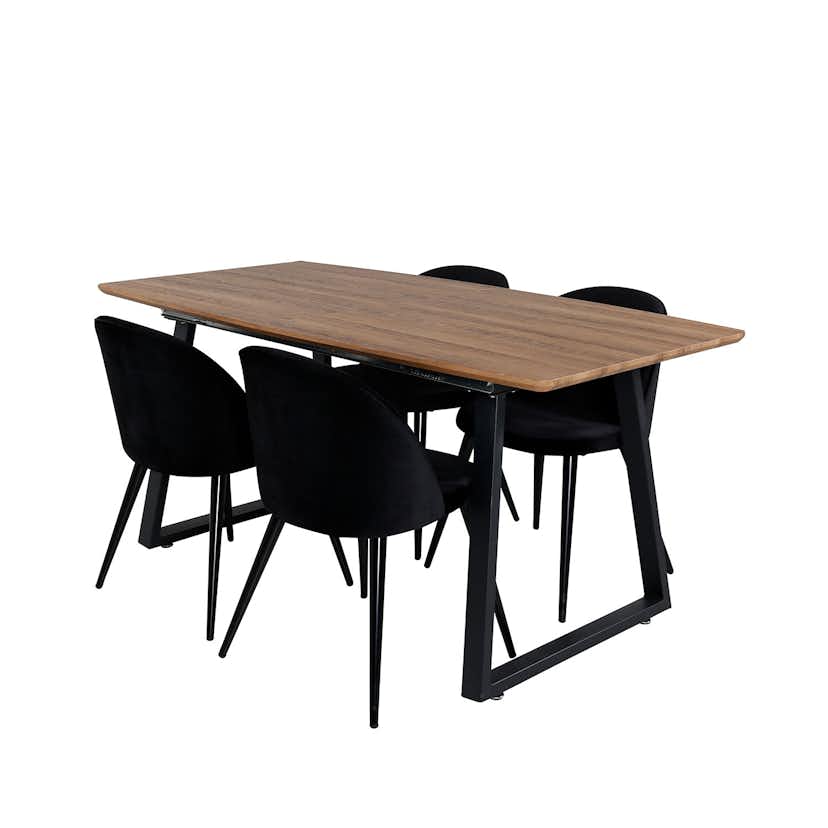 Matgrupp Venture Home Inca med 4 Velvet stolar