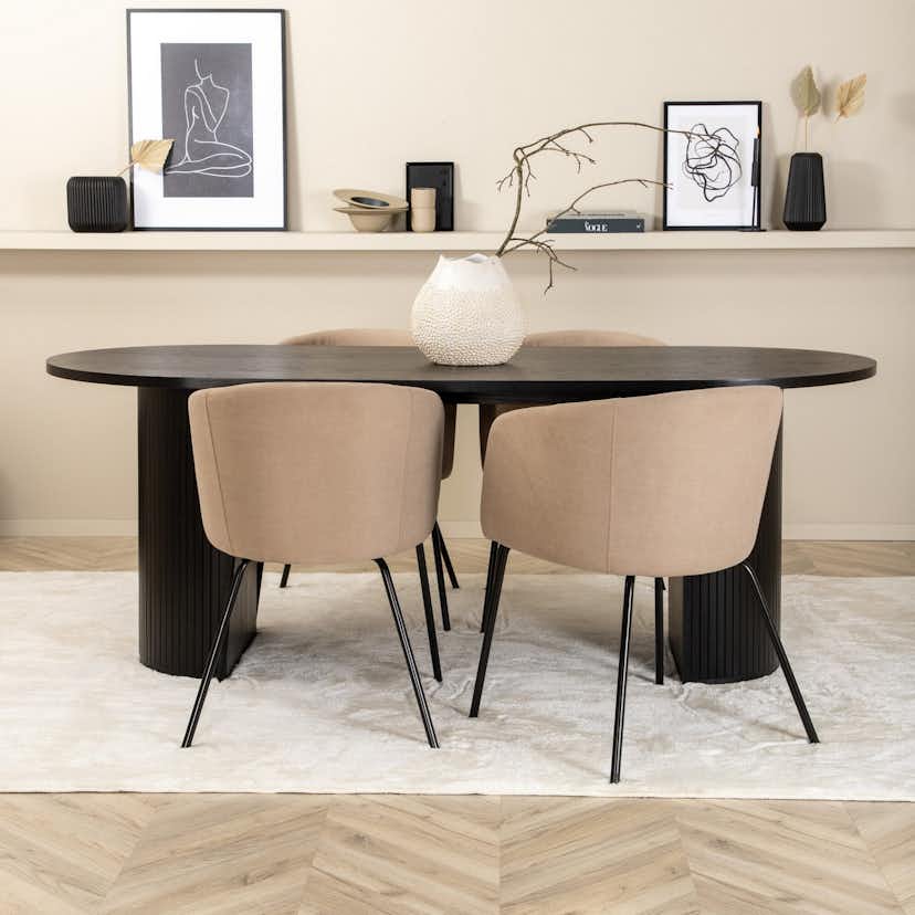 Matgrupp Venture Home Bianca med 4 Bergen Stolar Polyester